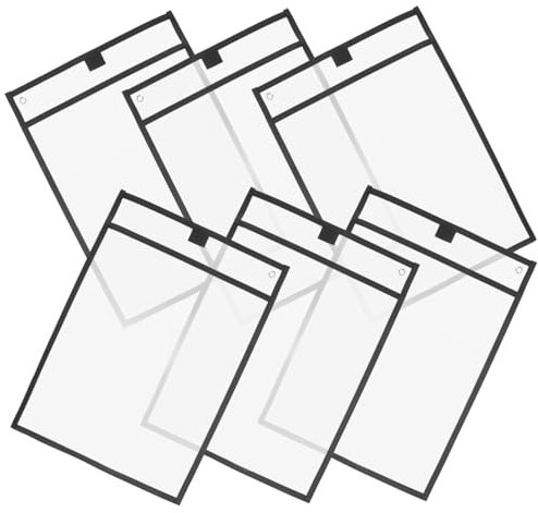 SEWACC 6St PVC-Nähtasche Schreib- und Wischtaschen löschbare Taschen transparente Taschenärmel büromaterial office supplies bürozubehör trocken abwischbare Taschen Schulbürobedarf Black