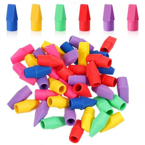 oruola 50 Stück Radiergummi Kappen,Bleistift Top Radiergummis für Kinder, Radiergummikappen für Bleistifte,Bunte Radierkappen für Schule,Büro, Klassenzimmer,Lernbedarf(Mehrfarbig)