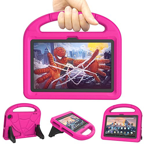 Amazon Fire 7 Tablet Case for Kids (Only 12th Generation, 2022 Release), Not Fit Samsung TCL 7 inch, Mansiruyi Lightweight Shockproof Kids Case for Fire 7 KidsTablet with Handle Stand - Rose