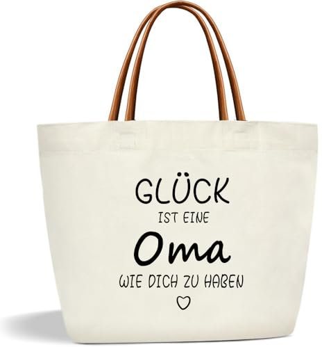 Geschenke für Oma, Canvas Tragetasche Baumwolltasche Shopper Tote Bag, Personalisierte Geschenke für Oma zum Geburtstag Stofftasche Einkaufstasche Handtasche, Weihnachten Geschenkideen für Oma