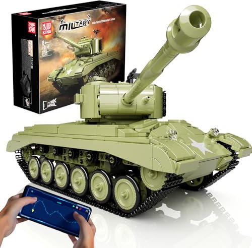 Mould King 20035 Kit de modélisme pour char militaire télécommandé - Briques de construction pour char WW2 - Avec application et télécommande - Cadeau pour les amateurs militaires (1054 pièces