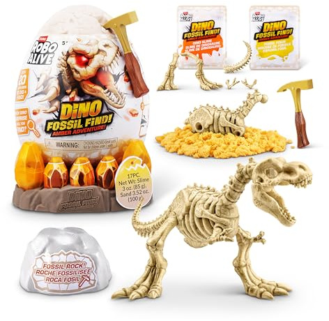 Robo Alive Fossil Find Amber Adventure (T-REX) by ZURU, Surprise Unboxing and Dinosaur Toy for Boys