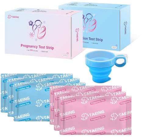 Test ovulation grande quantité 100LH + test de grossesse 20HCG – Tests d'ovulation et de fertilité 25 mIU/ml – Avec gobelet urinaire, idéal usage prolongé