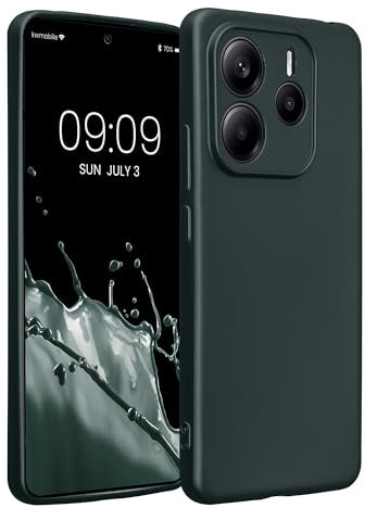 kwmobile Handyhülle für Xiaomi Redmi Note 14 5G (Nicht für 4G) Hülle - weiche Silikon Case metallisch schimmernd - Schutzhülle Cover - Metallic Petrol