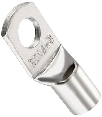 TA-VIGOR 10Pcs Copper Wire Lug, 6 AWG SC16-6 Cable Lugs Bolt Hole, Battery Cable Ends Eyelets Crimp Tubular Ring Terminals Connectors for Boat Car Electric Auto