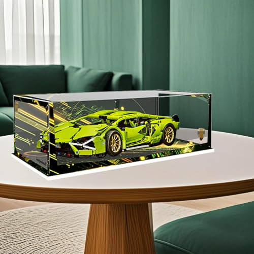 42115 Lamborghlni Sián FKP 37 Acrylic Display Box, Dustproof Storage Box, Transparent Collectible Display Tray, Compatible with Lego 42115 Building Block Model Minifigure Display (Box Only) (B)