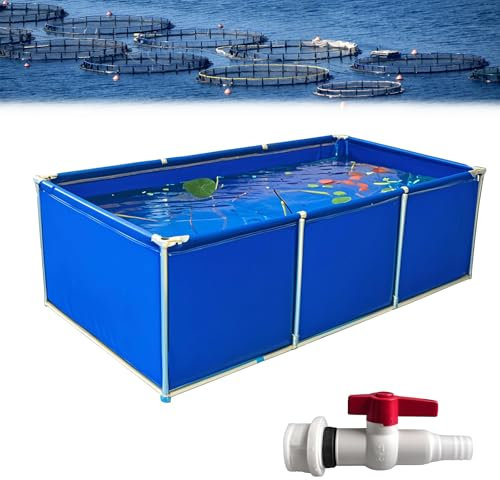 Poxvythb Estanque de Piscina (Bordes Reforzados) - Piscina Exterior para Alimentación y Nado de Koi | Medidas: 2x1.5x0.5m | Azul