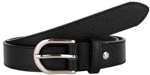 MIRROSI Ledergürtel Damen Herren Gürtel, Made in Italy, 3cm breit (Schwarz (Silberne Schnalle), 85cm)