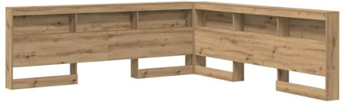 vidaXL Storage Headboard with Shelf Artisan Oak 180 cm Engineered Wood, Bedroom Headboard, Modern Design, Storage Solutions, Rectangular, Ample, Minimalist, Contemporary Furniture, Room Organizers