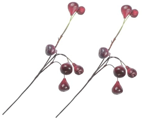 STOBAZA Künstlicher Feigenzweig Dekorativ Roten Beeren, 2 Stück | Kunststoff Schaumstoff Eisen, Vielseitig Einsetzbar, Realistische Optik, Fotorequisiten und Lernmaterial