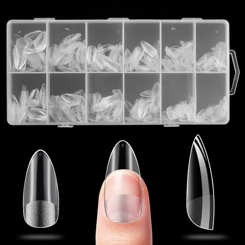 600 Stück Nageltips Mandel, Nagel Tips Set, Press on Nails, Full Cover Nail Tips Almond, Nägel Tipsset, Nagelspitzen Künstliche Nägel Zum Aufkleben, DIY Nageltips für Gelnägel(12 Größen - Almond B)