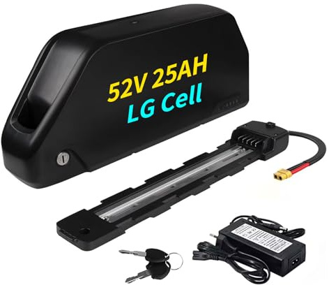 52V Ebike Battery 25Ah Long Range Lithium Ion Electric Bicycle Batteries for Ebike conversion kit 250W~2000W Motor Down-tube battery