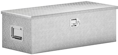 HOMCOM Cassetta degli Attrezzi in Alluminio 43L 76.2x33x24.4cm Argento | con Serratura 2 Chiavi, Maniglia Laterale, Box Portautensili Resistente, per Pick-Up Camper Rimorchi, Contenitore Alluminio
