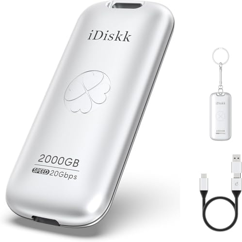 iDiskk SSD portatile ultraveloce da 2 TB | Velocità 2000 MB/s | Design compatto | USB 3.2 Gen 2x2 | Archiviazione esterna per Xbox, PS4, iPad, PC, Mac, dispositivi Android, fotocamere