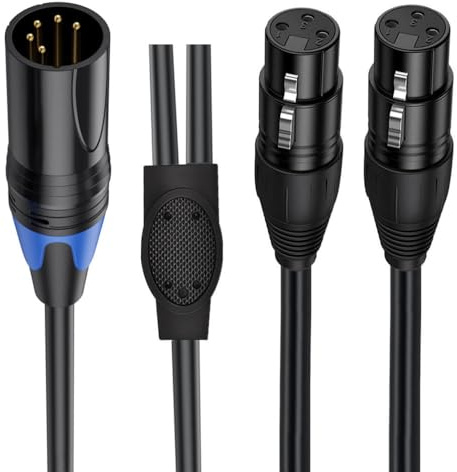 innov8 5 Pin XLR Male to Dual 3 Pin XLR Female Splitter Cable, DMX & Balanced Audio Y Adapter for Stage Lighting, Broadcast & Professional Audio (0.5m)