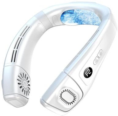 Ventilatore personale portatile da collo, 8000 mAh, ricaricabile, ergonomico, con piastra di raffreddamento, flusso d'aria 3D, 3 velocità e 3 modalità di raffreddamento, display a LED, regalo per