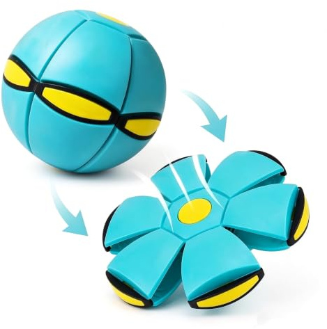 Falafoty Magic Bouncing Ball, Magical Flying Saucer Toys with 6 LED Light, Pop Up Balls Family Pet InteractiveToy, 2-in-1 Transforming Flying Disc Ball Stomp Toss Toy for for Indoor & Outdoor