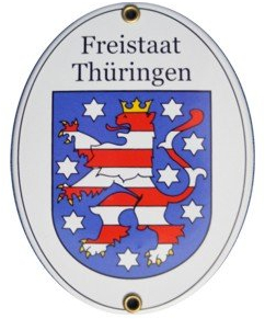 Thüringen Freistaat Emaille Schild Freistaat Thüringen 11,5 x 15 cm Emailschild Oval.