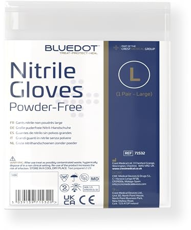 Blue Dot 2184 Non-Sterile Nitrile Powder Free Gloves, Large