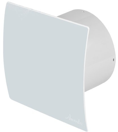 Bathroom Extractor Fan 100mm / 4 with Humidity Sensor Timer Non Return Valve and Curved Milk Glass Front Panel WED100HZ