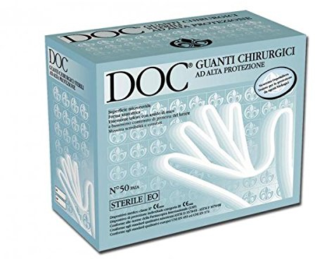 GIMA DOC Guanti Chirurgici Sterili in Lattice, 7.5, Confezione 50 Coppie, incolore