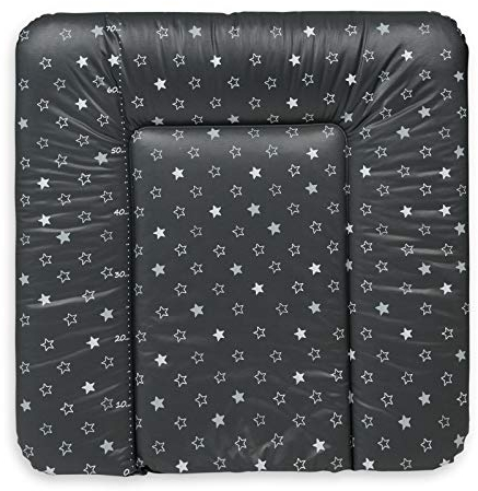 Ceba Baby® Wickelauflage - weiche Wickelunterlage - Baby Wickeltischauflage - 75x72 cm - Abwaschbar - OEKO-TEX® Standard 100 - Made in EU - Dunkelgrau Sterne - 75 x 72 cm