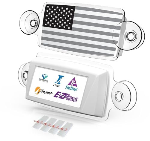 AutoBoxClub New Ez Passo, Ipass Tag Holder/transponder/Toll Pass Parabrezza/Made in USA/qualità Premium con Strisce 3 m Duallock e Decorativo UV Sticker
