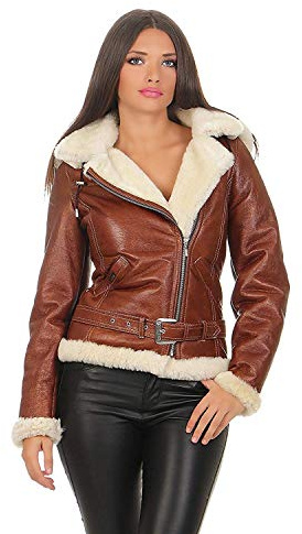Hollert German Leather Fashion Lammfelljacke - Jessy Größe M, Farbe Cognac