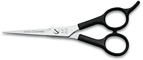 3 Claveles Relax - Schneideschere für Friseure mit Fingerauflagen, 5.5“, Farbe schwarz
