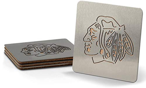 YouTheFan NHL Chicago Blackhawks Boasters, Untersetzer-Set, Edelstahl, 10,2 x 10,2 cm