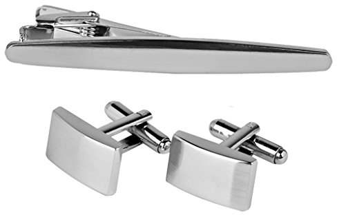 Maonner 's Messing Glaonzend Manschettenknoepfe Krawattennadel Clip Set Fuer Business Anzug Silber