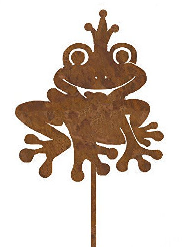 dekorativer Garten-Stecker- Deko-Stecker Froschkönig Metall rostig