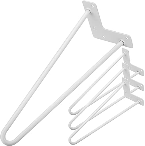 PrimeMatik - Tischbeine für Schreibtische Schränke Möbel aus Stahl 2 Stangen 41 cm Weiss 4-Pack