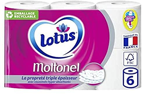 Lotus moltonel rouleaux de 6 papiers toilettes unis