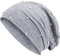 Compagno Slouch Beanie mit Perlen aus atmungsaktivem, feinem und leichten Jersey Unisex Damen Mütze Haube Boho Bini Mädchen Einheitsgröße, Farbe:Hellgrau