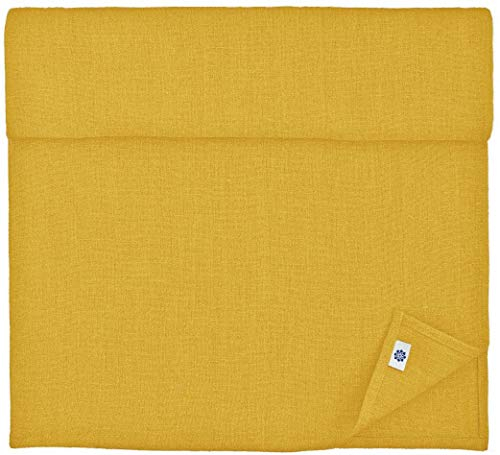 Linen & Cotton Tischläufer Stoff Tischband Tischdeko Hygge 100% Leinen, Senfgelb Gelb (40 x 220 cm) Rechteckig Läufer Tisch Esstisch für Home Küche Party Brunch Weihnachten