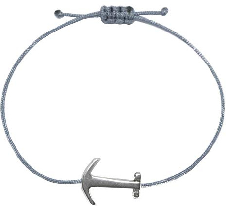 Selfmade Jewelry Armband Damen Anker Silber Größenverstellbares Makramee Armbändchen Handgemacht Inkl. Geschenk-Verpackung