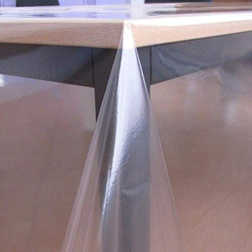 KEVKUS Tischfolie Tischdecke glasklar durchsichtig transparent 0,3 mm wählbar in eckig rund oval (Rand: Paspel (mit Kunststoffband), 140 x 240 cm eckig)