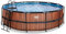 EXIT TOYS Piscine Wood - ø450x122cm - Grande Piscine Ronde à Cadre avec Pompe à Filtre à Sable - Piscine Extra Profonde - Cadre Solide - Échelle de Piscine Incluse - Design Unique - Marron