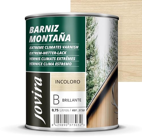 JOVIRA PINTURAS Barniz montaña al disolvente. Especial resistencia en zonas montañosas, para exterior-interior, incoloro. (750 Mililitros, Brillante)