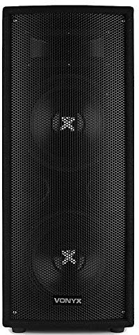 VONYX SL28 Passive PA Speakers Double 8 Inch 800W 2-Way Bass Reflex System with Piezo Horn, DJ Disco Speaker Box, Mobile DJs, Home Party & Small Venue Sound System, Pole Mount Included