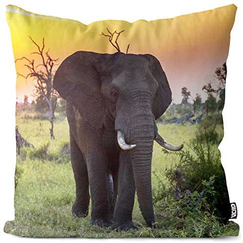 VOID Elefant Sonnenuntergang Kissenbezug Kissenhülle Sofakissen Kissen Deko Outdoor-Kissen Dekokissen, Kissen Größe:40 x 40 cm