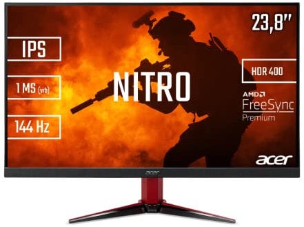 acer Nitro VG242YPbmiipx 23.8 Full HD IPS 144Hz (165Hz Overclock), 1920x1080, 16:9, FreeSync, 1ms VRB, 250 Nits, ComfyView Anti-Reflection, 2 x HDMI 2.0/DP 1.2 Tilting PC Monitor
