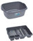 Set of 2 Rectangular Bowl and Large Dish Drainer Kitchen Storage Plastic Set (Silver/Grey)
