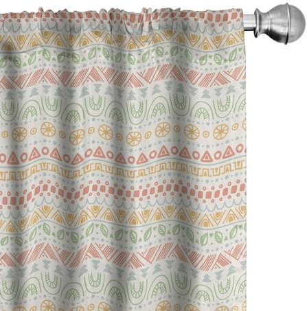 ABAKUHAUS Gestreift Vorhänge, Gardinen, Geometrische Formen Aztec, Fensterbehandlungen für Wohnzimmer Schlafzimmer Dekor, 2 Stück 75 cm b x 175 cm h, Grün