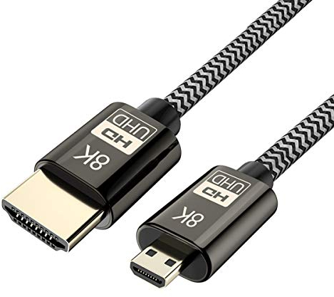 xiwai Câble Micro HDMI vers HDMI 2.1 Ultra HD UHD 8K 60Hz 4K 120Hz 48Gbs HDMI Cordon pour appareil photo tablette (1,5 m)