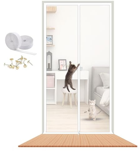 LAIJIANG Puerta mosquitera para Gatos 100x220cm Malla Reforzada Resistente a Gatos Puerta con mosquitera Cremallera Puerta mosquitera a Prueba Mascotas Evita Que Las Mascotas escapen Cortinas Puerta