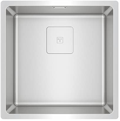 Teka FlexLinea RS15 40.40 - Fregadero de 1 Cubeta, Tratamiento PureClean, Acabado Premium SoftTexture, Triple Posibilidad de Instalación, Color Acero Inoxidable