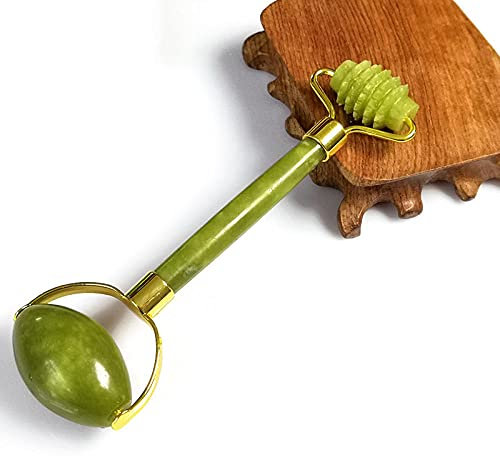 Tool de massage de beauté pour le visage naturel Visage du rouleau de jade vert Massager Double tête Double tête Slim Colfeau de relâchement du visage Outil de levage-1 rouleau