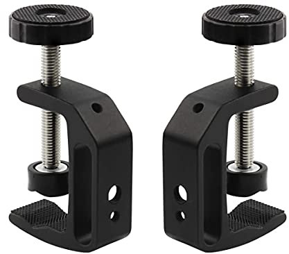 Universal C-Clamp Aluminum Support Clamp Desktop Mount Holder Stand with 1/4 And 3/8 Thread Black